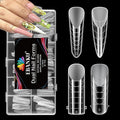 EBANKU Dual Nail Forms for Poly Extension Gel, 96 PCS Clear Nail Molds Reusable Nail Extension Forms for Builder Gel Manicure Design Salon DIY-12 Sizes