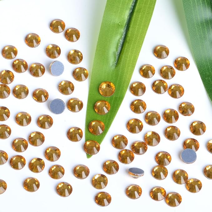 Bymitel Hotfix Crystal Rhinestones Round Gems Iron on DIY Jewelry Making Flat Back for Crafts,Topaz, 2.4mm(SS8/2880pcs)