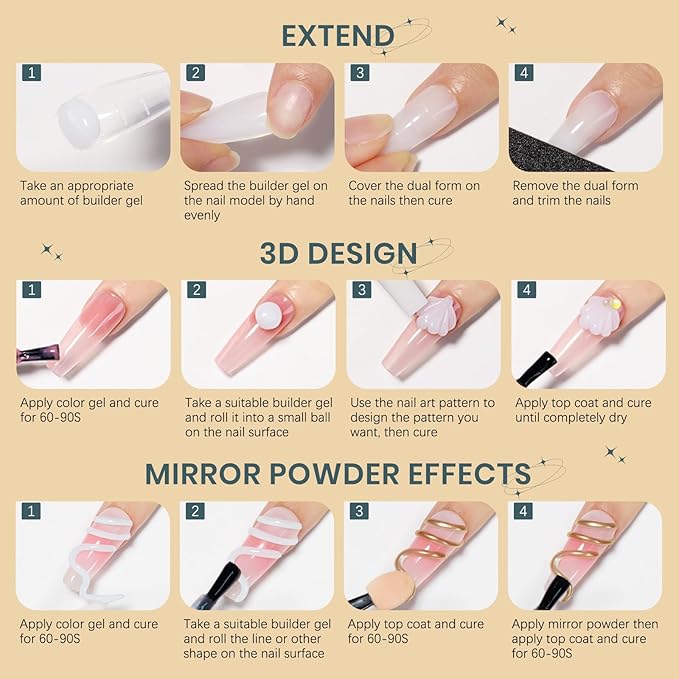White 3D Molding Gel for Nails Art Non-Stick Hand Solid Builder Gel Hard Nails for Extension Carving Sculpting Beauty Charms for Beignner and Salon DIY