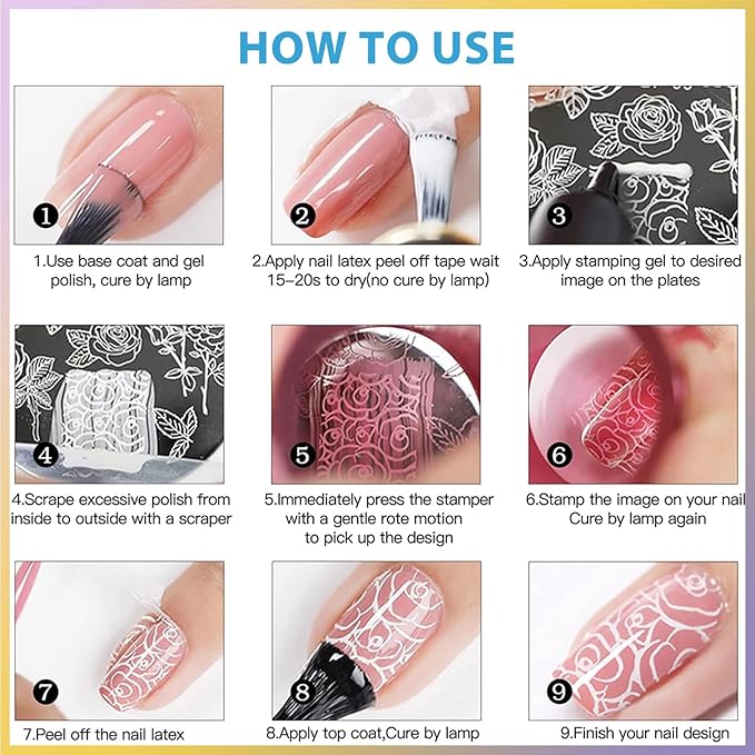 Biutee Nail Stamping Plate 15PCS Nail Stamper Kit Nail Art Stamping Plates Set with Nail Stamper, Scraper & Storage Bag, Nail Stamping Kit Star Bowknot Love Butterfly Leaf Design Template