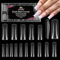 EBANKU Dual Nail Forms for Poly Extension Gel, 150 PCS Duck Nail Molds Reusable 15 Sizes Nail Extension Forms for Builder Gel Manicure Design Salon DIY