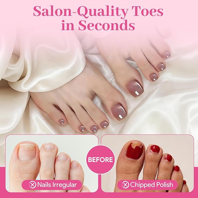 Soft Toe Nail Gel Tips 240 Pcs Full Cover Square Press Ons Clear False Toenails, Pre-Buffed Double Matte Press on Toenails, 15 Sizes Artificial Acrylic Toe Nails Extensions for Home DIY Salon