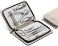 MR.GREEN Fashion Imprint Manicure Sets Professional Nail Clipper Set Personal Care Tool Kits Nial Cutter Gift With Leather Case (Beige(8Pcs Set))