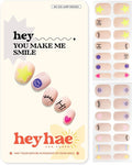 Heyhae Semi Cured Gel Nail Strips | No LED Lamp Needed | Spring, Marble, Pink | Easy Apply & Remove, Salon Quality | Includes 1 Prep Pads, Nail File & Wooden Stick - Hey, You Make Me Smile