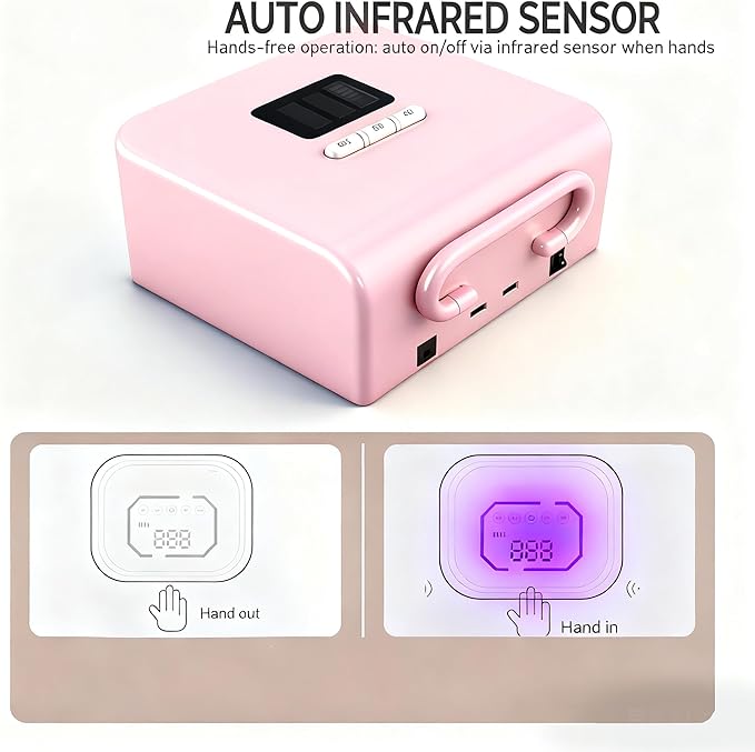 Cordless Nail Lamp, Lumcrissy 220W Professional Nail Dryer with 3 Timer Setting & Auto Sensor, Wireless Fast UV Nail Light Curing Lamp for Salon & Home