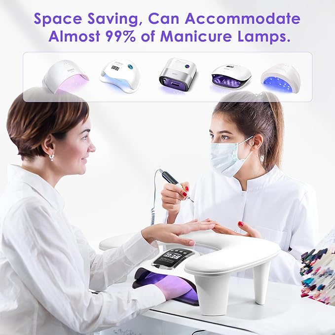 Arm Rest for Nails Tech: U-Shaped Manicure Nail Arm Rest Stand Big White Armrest Microfiber PU Leather Hand Rest Pillow for Acrylic Nail Cushion