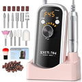Professional Electric Nail Drill Kit 45000RPM with Bits and Base Pink Portable Rechargeable Cordless Nail E- File Machine for Acrylic Gel Powder Nails and Manicure Pedicure Toenail Tool Set