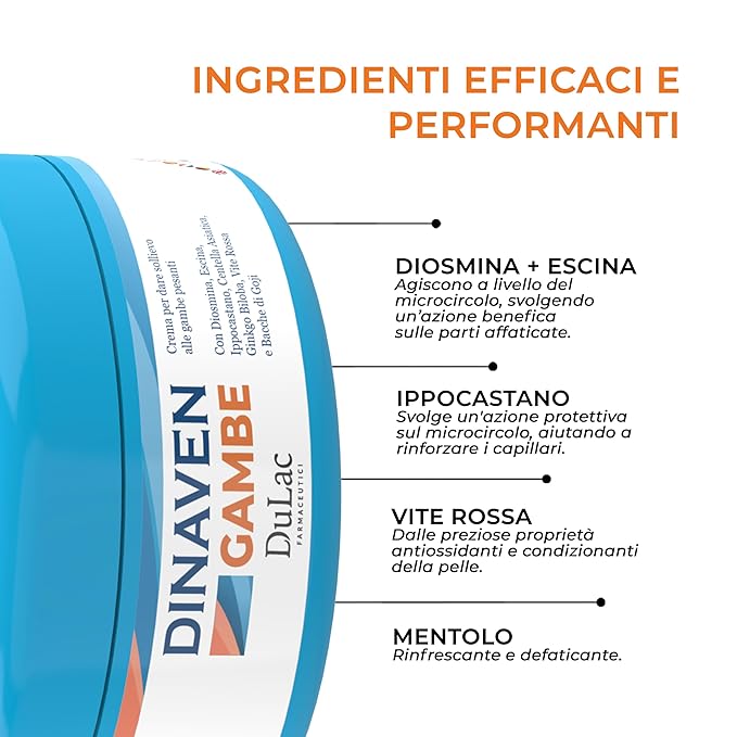DULÀC FARMACEUTICI 1982 Dulac Dinaven Legs Cooling Cosmetic Gel With Natural Botanical Elements Lightweight Daily Leg Care Fast Absorbing Body Formula 3.38 Fl Oz
