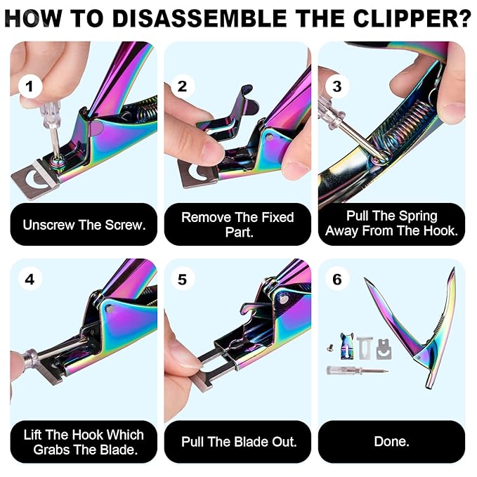 Chameleon Premium Adjustable Nail Clippers for Acrylic Nails, Stainless Steel Cutter Trimmer for Artificial Fake False Tips Manicure Sharp Blade Clip Tool for Salon Home Nail Art Beauty Design DIY