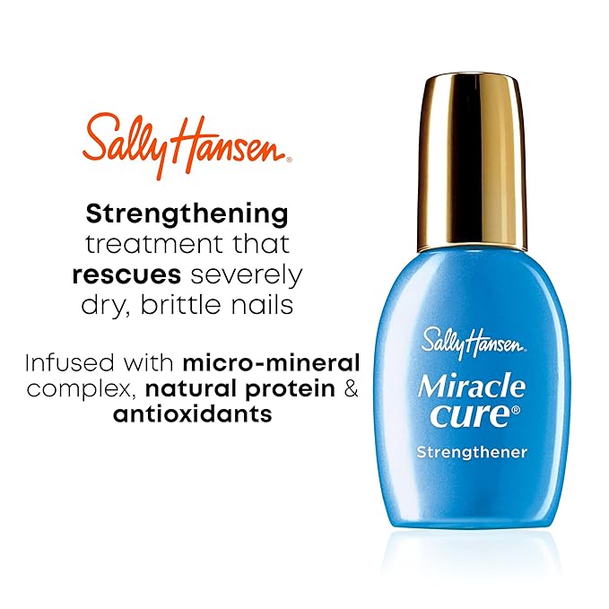 Sally Hansen Nail Treatment Miracle Cure® Nail Strengthener | Infused with Micro-Mineral Complex, Natural Protein & Antioxidants | Restores Weak, Damaged Nails