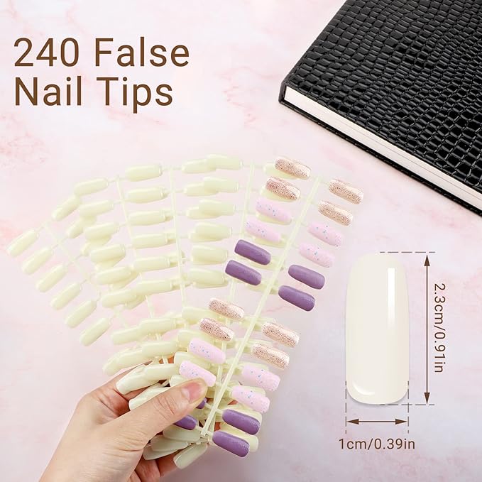 Segbeauty 216 Nail Colors Display Book, Nail Gel Polish Organizer Display Chart with 240 False Nails Tips, Professional Salon Fingernail Art Booklet Color Swatches Stick Tip Supplies Samples Black