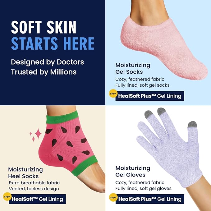 Dr. Frederick's Original Moisturizing Heel Socks for Dry Cracked Heels Treatment - 3 Pairs - Infused with Coconut Oil and Mango Butter - Stocking Stuffers for Adults - Summer Print