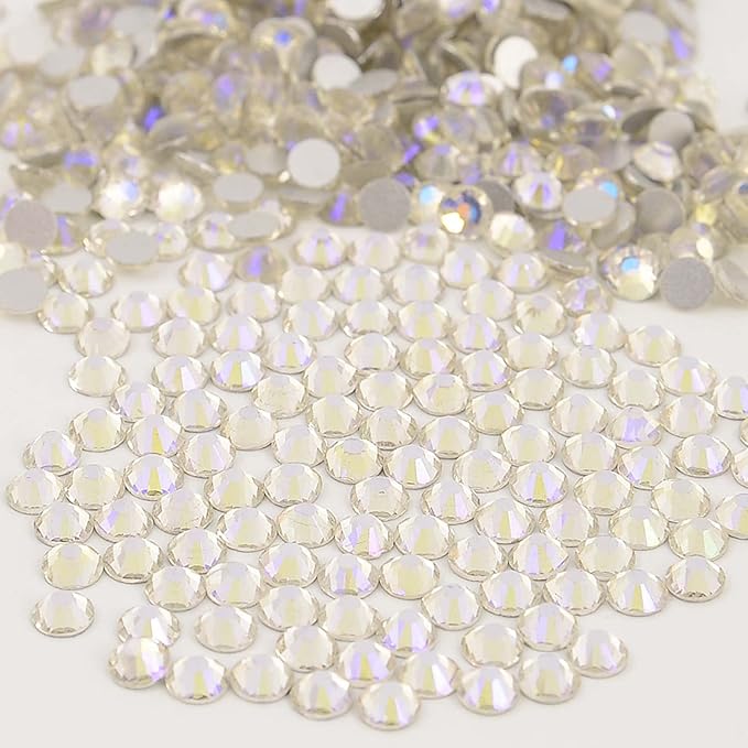 NCB Nancybeads 2000pcs Flatback Round Glass Nail Art Rhinestones Crystal for DIY Making Accessories Shoes, Clothes, Face Art, Bags, Manicure (Paradise Shine, SS12 2000pcs)