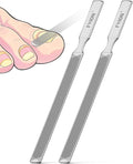 FVION 2 PCS Stainless Steel Double-Sided Long Nail File for Thick Nails – Professional Toenail File, Durable and Efficient Nail Care Tool Ideal for Manicure Or Pedicure (Silver)