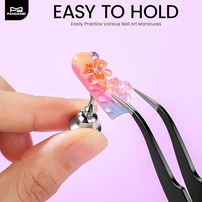 Fandamei Nail Holder, 2 Set Nail Holders for Painting Nails, Nail Stand for Press on, Press on Nail Stand for Practice, Magnetic Acrylic Nail Display Holders for Nail Art with Double-sided Tape