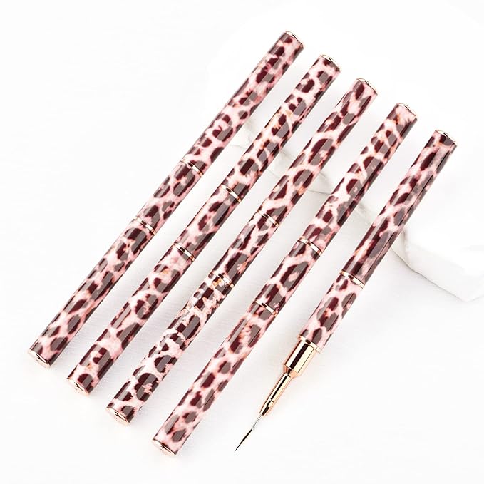 Nail Art Brushes - Double-Ended Nail Art Liner Brushes 10 Heads Striping Liner Brush Set Nail Design Brushes for Elongated Long Lines, Thin Details, Fine Drawing Nail Brushes for Nail Art, Striper Brushes Lengths 5/7/9/11/14/15/17/20/22/25mm