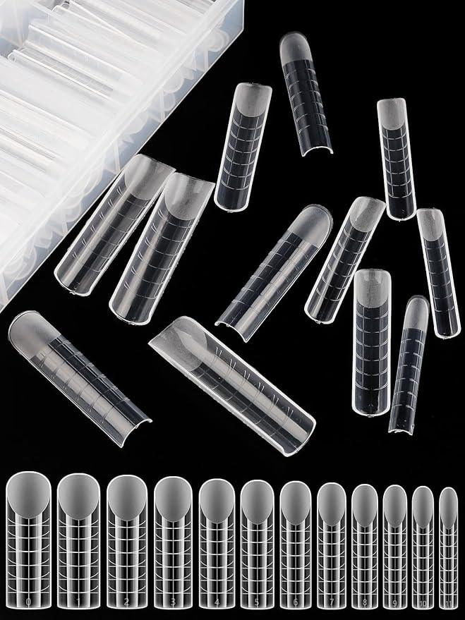 EBANKU 120PCS Dual Nail Forms Matte Poly Gel Nail Molds Square Full Cover Coffin Nail Tips Extension Forms 12 Sizes for Toenail Manicure Nail Art Design Salon&DIY