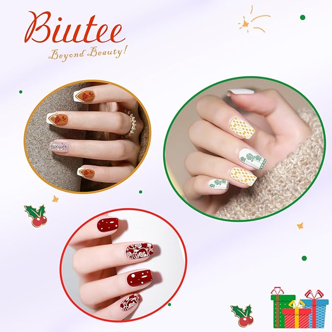 Biutee Nail Stamper Kit 12Pcs Nail Stamping Plate 8Pcs Stamping Gel Polish Nail Stamping Kit with Silicone Stamper Scraper Storage Bag Lace Plaid Stamp Template Holiday Gift for Women