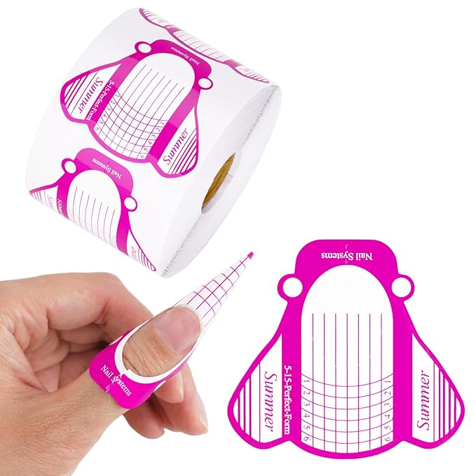 G2PLUS Nail Forms for Gel Builder, 500PCS Nail Extension Forms, Rose Nail Forms for Acrylic Nails, Reusable Nail Tip Guide Stickers for DIY and Home Use Salon Supplies