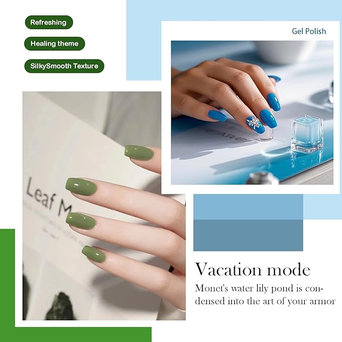 CAMILA ¿ 6pcs 15ml Hema Free Tpo Free Gel Polish Set Green Gel Nail Polish Kit Soak Off Nail Gel Polish Manicure Salon For Women E Set