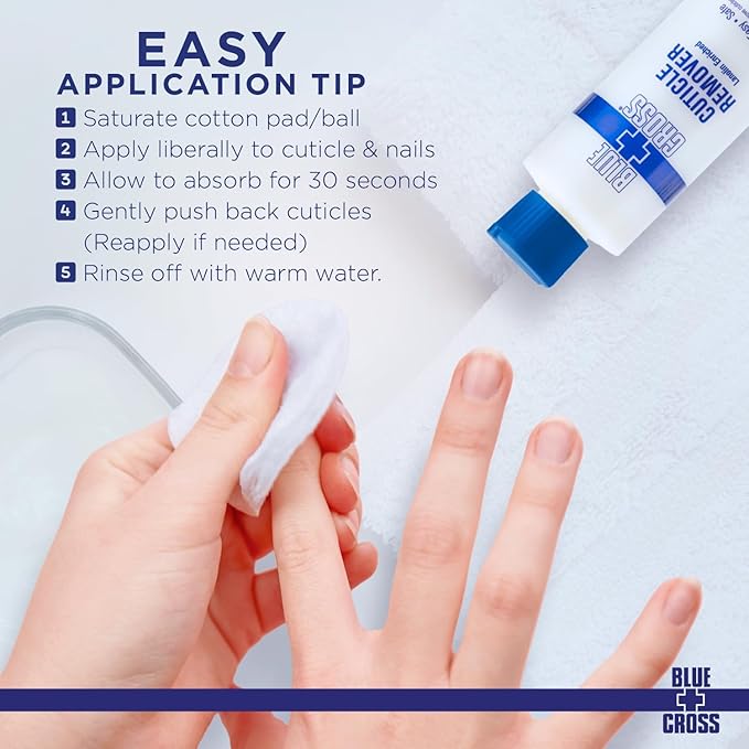 Cuticle Remover & Softener Liquid for Nails – Blue Cross Professional Nail Care with Lanolin, Hydrating Treatment for Dry Cuticles & Hangnails, Made in USA, 6oz
