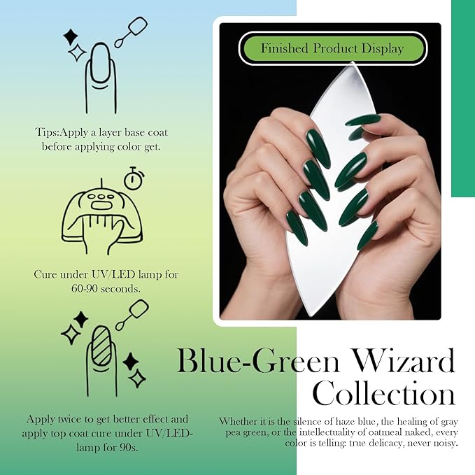 CAMILA ¿ 6pcs 15ml Hema Free Tpo Free Gel Polish Set Green Gel Nail Polish Kit Soak Off Nail Gel Polish Manicure Salon For Women E Set