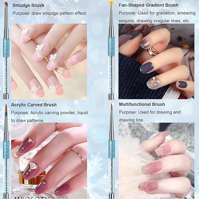 10PCS Acrylic Nail Art Brushes Set Manicure Tools Nail Art DIY Design Brush for Acrylic Application Pedicure Round Nail Art Brush for Acrylic Powder Nail Extension Nail Professional