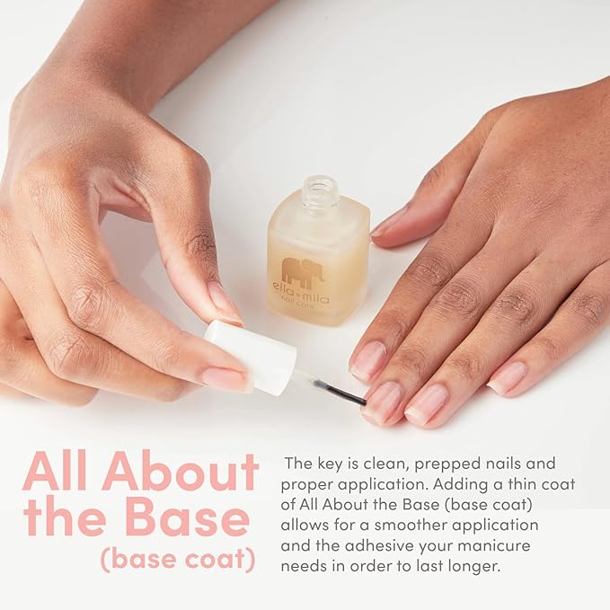 ella+mila Ridge Filler Base Coat Nail Polish - Smoothing Nail Treatment and Long-lasting Ridge Filler - Nourishing Clear Polish for Natural Fingernails (0.45 fl oz)