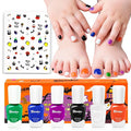 Kids Nail Polish with Stickers, Non-Toxic Toddler Nail Polish, Water-Based, Peelable Polish for Kids, for Party, Holiday Favors, Party Favors