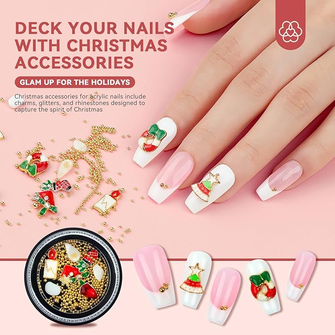 SAVILAND Acrylic Nail Kit : Christmas Nails Kit Acrylic Set EMA Monomer Brush for Long Lasting Nails DIY at Home Beginner Friendly Christmas Gift Set