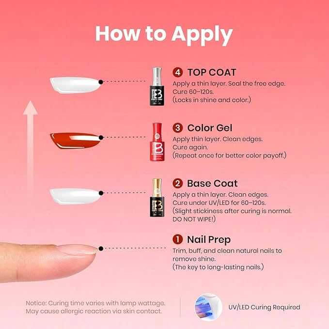 Beetles Red Gel Polish - 15ML/0.51Fl Oz, Red Gel Nail Polish, Same Color Same Bottle STAY SHINING Series, Soak Off UV LED Lamp Spring Nails Art, Long-Lasting Manicure Salon DIY Home Valentines Nails