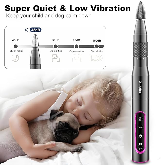 Professional Cordless Nail Drill Kit,Alloy Electric Nail File for Acrylic Nails Gel Polishing Callus Remover,30,000RPM with LED Display Rechargeable Quiet Manicure Pedicure Kit for DIY,Home Salon Use