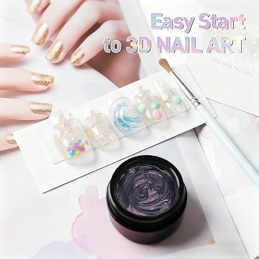 sculpting glue gel kit Nail Art Gels with Dual Pens Brushes & Rhinestone Tray for DIY Nail Design at Home or Salon