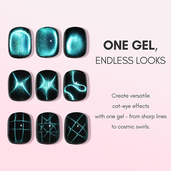 vettsy Magnetic Gel Nail Polish Set with Magnet, 6 Colors Cat Eyes Gel Polish Kit with Cat Eyes Effect for DIY Nail Art Manicure at Home (Spectrum)