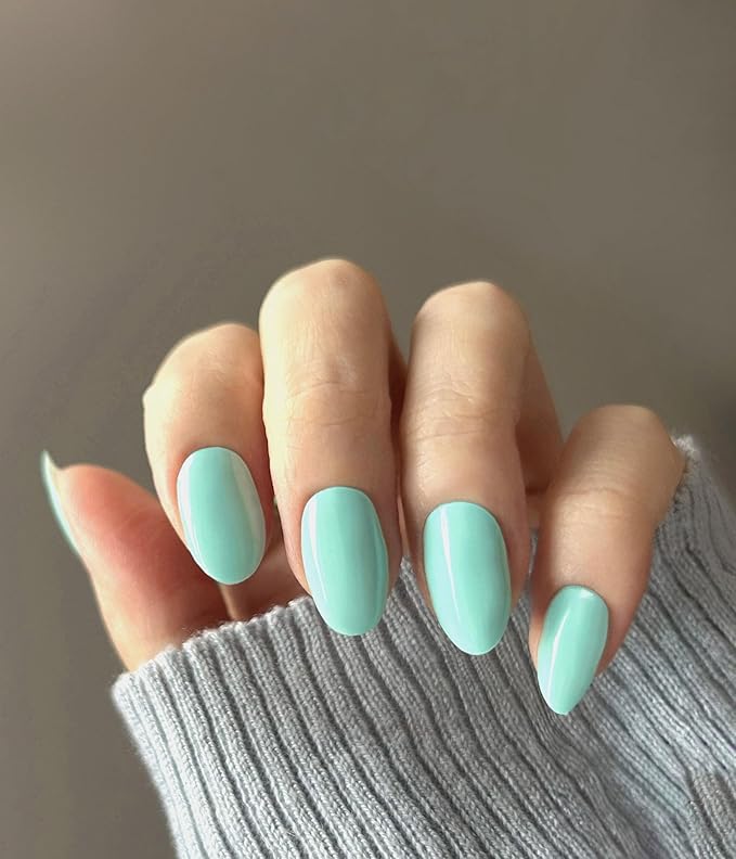 Nail Polish Strips (No UV Lamp Needed) - 22 Pcs Salon Quality Gel Nail Stickers - Long Lasting Wraps (Mint Smoothie Green)