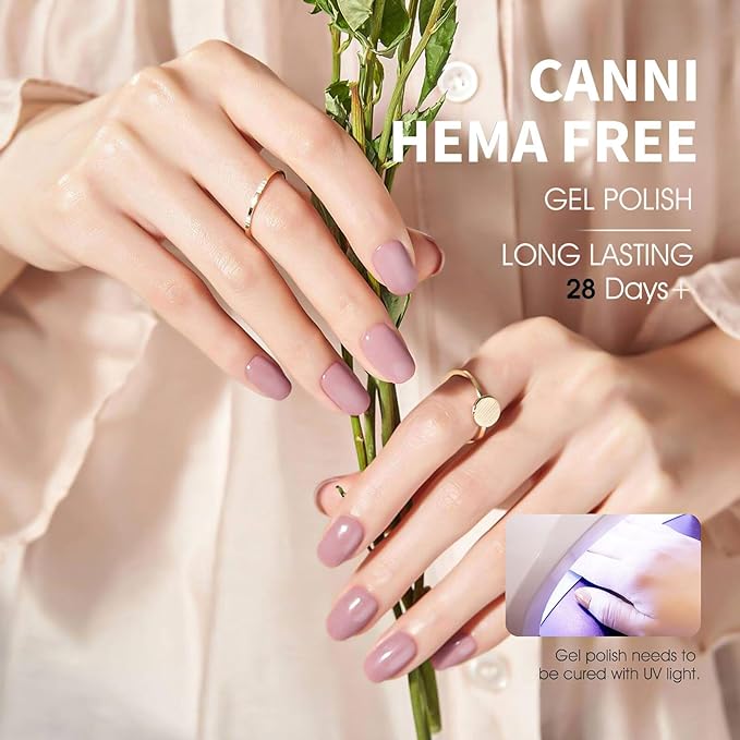 CANNI Nude Gel Nail Polish, 1Pcs Nude Pink Gel Polish Color High Gloss Soak Off Nail Manicure Salon DIY