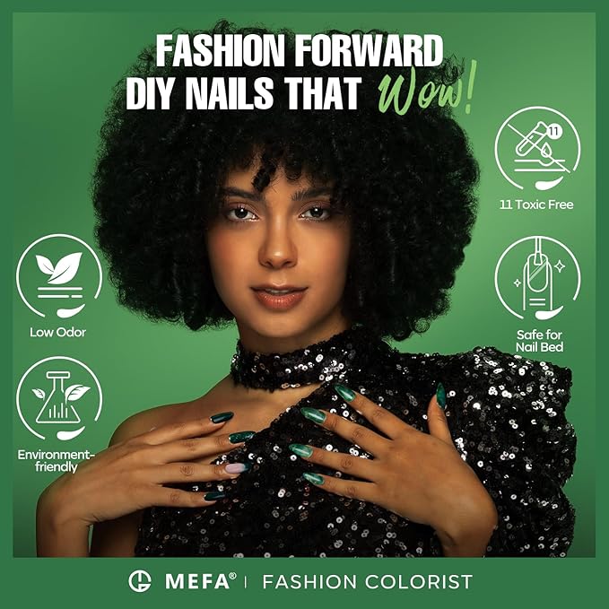 MEFA Green Gel Nail Polish, St. Patrick's Day 6 Colors Green Glitter Nail Polish Gel Dark Avocado Sage Evergreen Sparkle Polish Set Soak Off Nail Art DIY Salon Manicure Nail Art Gifts for Women