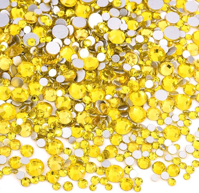 Blinginbox 1440 Pieces SS20/4.6-4.8mm Flat Back Crystal Rhinestones Round Gems for Nail Art,Citrine