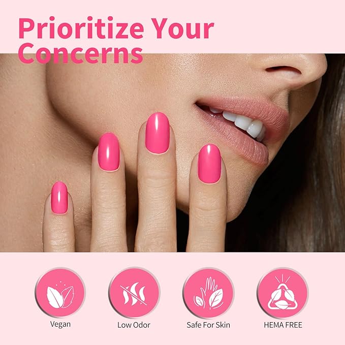 CANNI Neon Pink Gel Nail Polish, 1Pcs Hot Pink Gel Polish Color Soak Off U V Nail Manicure Salon DIY at Home