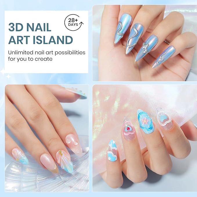 MIZHSE 30g 3D Gel Nail Art, Sculpting Gel Glue for Molding, Drawing, Charms & Gems, Chrome Powder, Rhinestone Design, Clear No Wipe Nail Polish for DIY Winter Christmas Nail Art