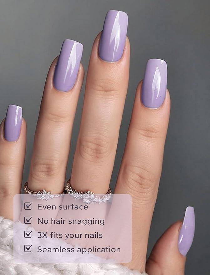 Nail Polish Strips – 32PCS UV Free Salon Quality Wraps, Long Lasting Gel Nail Stickers for Women (Lilac Dream Purple)