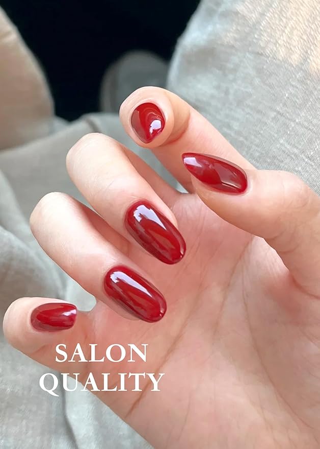 Semi Cured Gel Nail Strips - UV Light Gel Nail Stickers - 20 Long Lasting Salon Quality Wraps (Resplendent Red)