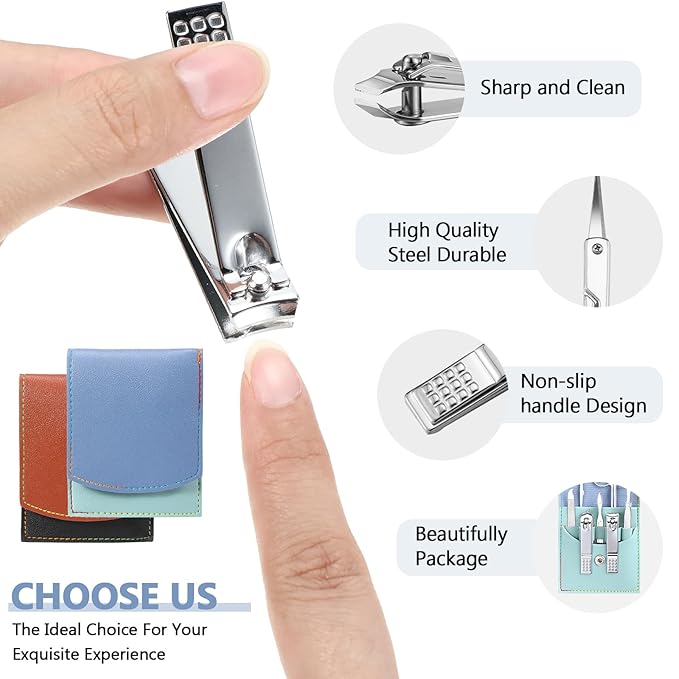 30 Set Manicure Kit Bulk Nail Clippers 7 in 1 Mini Nail Clippers Stainless Steel Professional Care Pedicure with Travel Bag Grooming Kit for Women Men Home(Vivid Color,Cute)