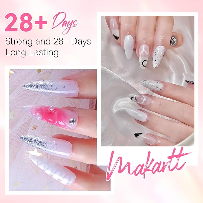 Makartt Poly Nail Gel Set - 6 Colors Kit Strong Builder for Extension Overlay Strengthener 3D Diy, Multifunctional, Long-lasting for Nails French Manicures Home Salon 15ML Clear White 4 Pink Shades