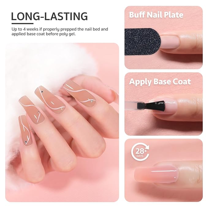 GAOY Poly Gel, 60g Nail Extension Gel, Natural Nude Builder Enhancement for Beginner & Professional Nail Art Salon DIY at Home