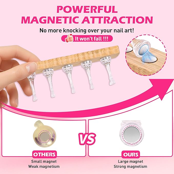 Nail Stand for Press Ons, Nail Holder for Painting Nails, 2 Set Press on Nail Holder, 1 Heart Shaped Acrylic Magnetic Fake Nail Stands for Nail Art Display Home Salon DIY Supplies
