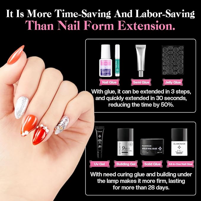 Short Gel Nails Kit: Perfect Natural-Looking 12 Sizes Almond Clear Press on Nail Tips - Professional Acrylic Nail Extensions Full Cover Pre-Shaped Fake Nails for Salon DIY at Home(312pcs)