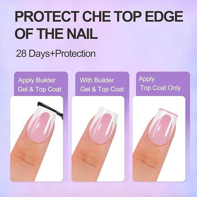 Vansiho Pink Deep French Gel Nail Kit - Short Squre French Tip Press on Nails Kit with Nail Gel, Top Coat for Gift Home DIY