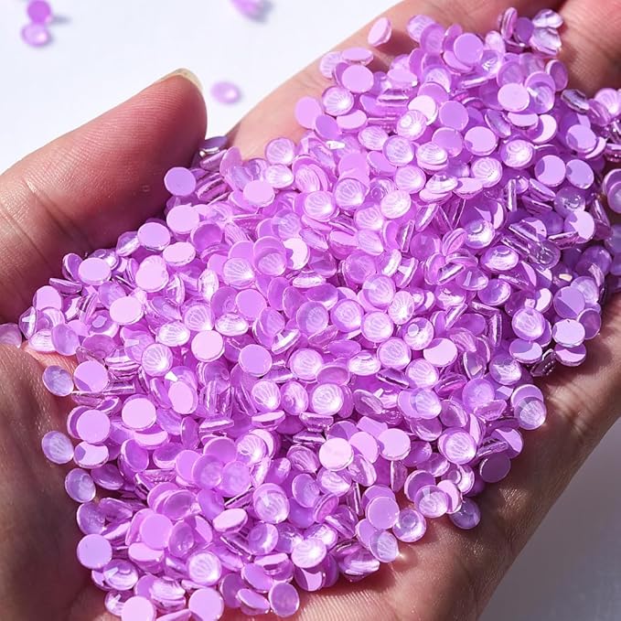 Blinginbox Flatback Rhinestones Round Gems, 1440pcs Luminous Series Glass Stones Neon Gems Non Hotfix Crystal Rhinestones for Nail Charms Crafts Clothes Tumblers,Lt.Violet Neon,SS6.
