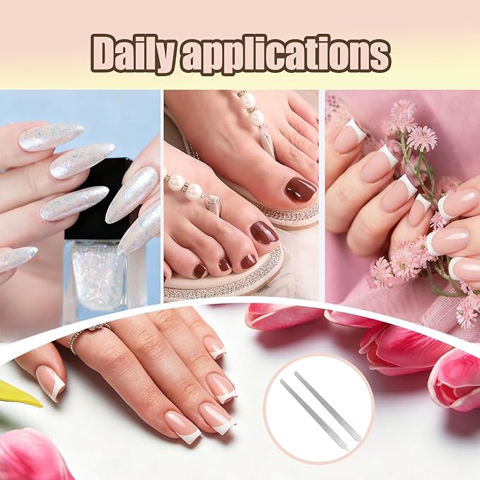 4 Pack Diamond Deb Nail File - Double Sided Stainless Steel Metal Nail Filer for Natural Nails - Professional Manicure Pedicure Tool with Sharp Tip for Women Men (6 Inch)